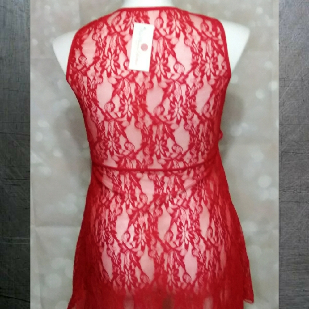 Queen Size Sexy Floral Lace Chemise Set - Picture 7 of 7